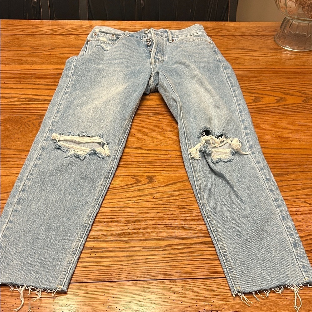 PacSun Light Blue Ripped Straight Jeans